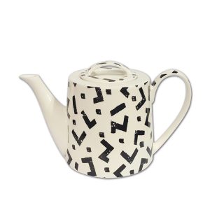 Theepot zwart/wit Kunst en Kadootjes