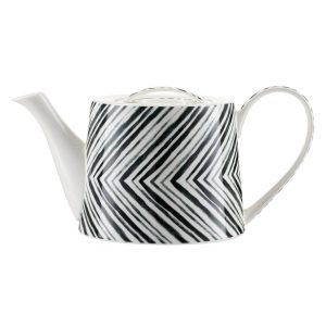Theepot strepen zwart Kunst en Kadootjes