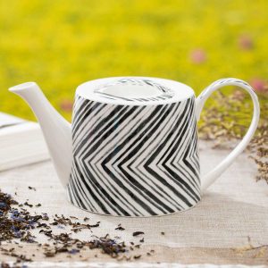 Theepot strepen zwart Kunst en Kadootjes