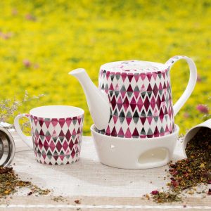 Theepot retro rood Kunst en Kadootjes