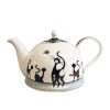 Theepot katten zwart/wit Kunst en Kadootjes
