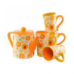 Theepot oranges Kunst en Kadootjes