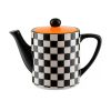 Theepot zwart/wit geblokt Kunst en Kadootjes