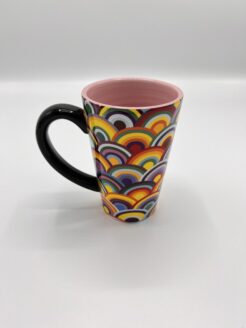 Mug with different rainbows (pink)