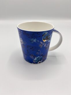 Blue Mug with musical notes and birds