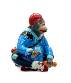 Monkey Artist "Tom" Blue Medium