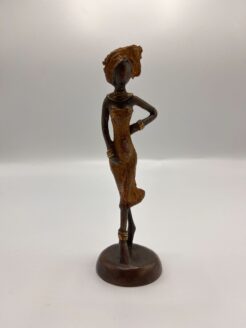 African Bronze Statue of Lady with Hand on Hip
