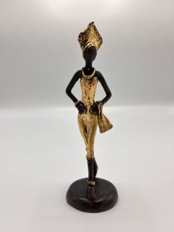 African Gold Statuette of Lady with Hands on Hips