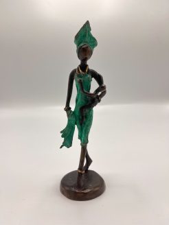 African Green Statue of Mother and Child