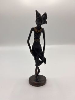 African Black Statue of Lady with Hat