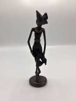 African Black Statue of Lady with Hat