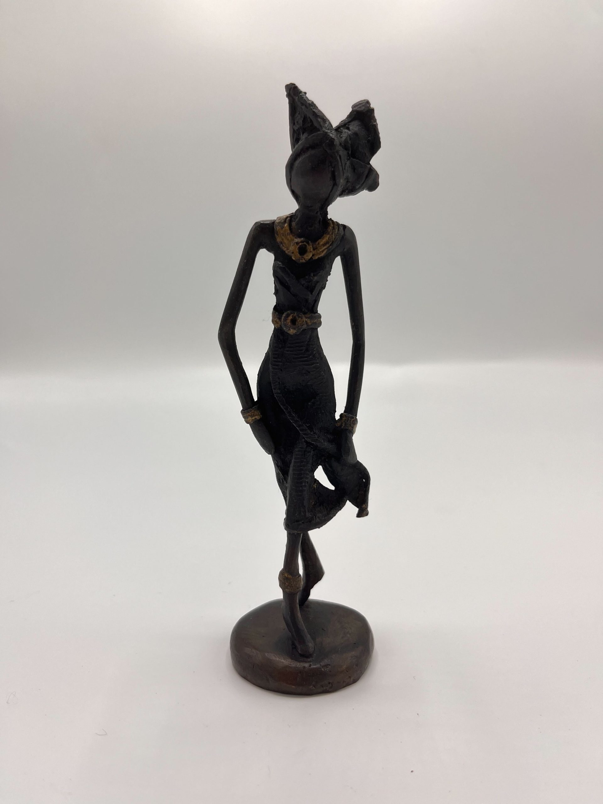 African Black Statue of Lady with Hat