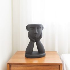 Ceramic Vase with Face (Black)