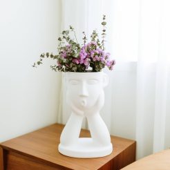 Ceramic Vase with Face (White)