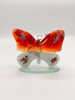 Glass Butterfly - White and Red