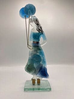 Glass Girl with Balloon - Fire Blue