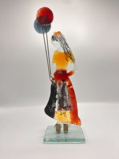 Glass Girl with Balloon - Red and Black