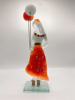 Glass Girl with Balloon - White and Red