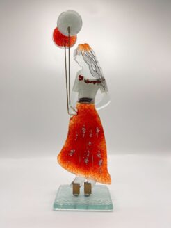 Glass Girl with Balloon - White and Red