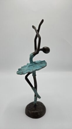 Bronze ballerina statue – artistic female figure with turquoise details (25 cm)