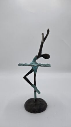 Bronze ballerina statue – female figure in dance pose with turquoise patina (20 cm)