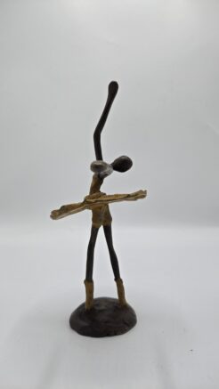 Bronze ballerina statue – female figure in dance pose with ochre patina (20 cm)