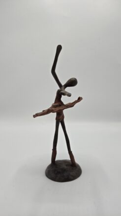 Bronze ballerina statue – female figure in dance pose with reddish-brown patina (20 cm)