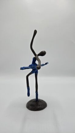 Bronzen beeld ballerina – vrouwfiguur in danshouding met blauw patina (20 cm)