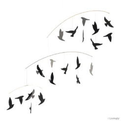 Mobile flock of birds "black sun" (50x40)