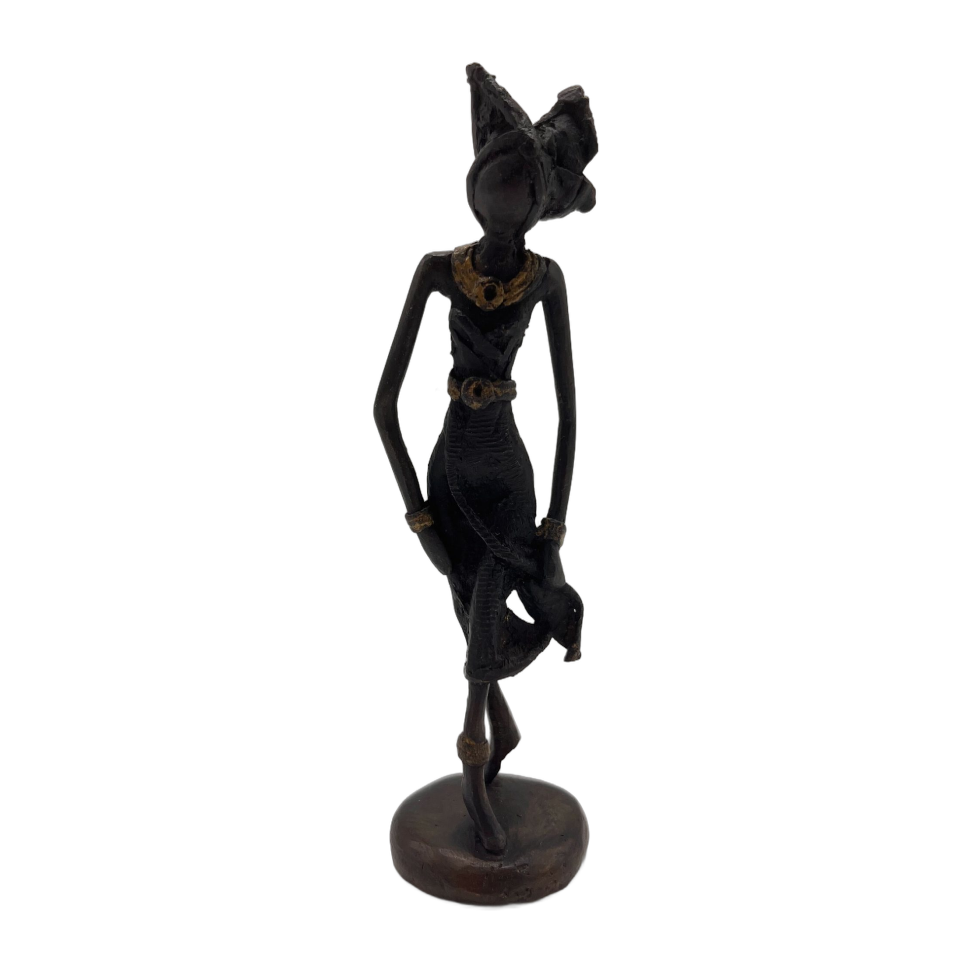 African Black Statue of Lady with Hat