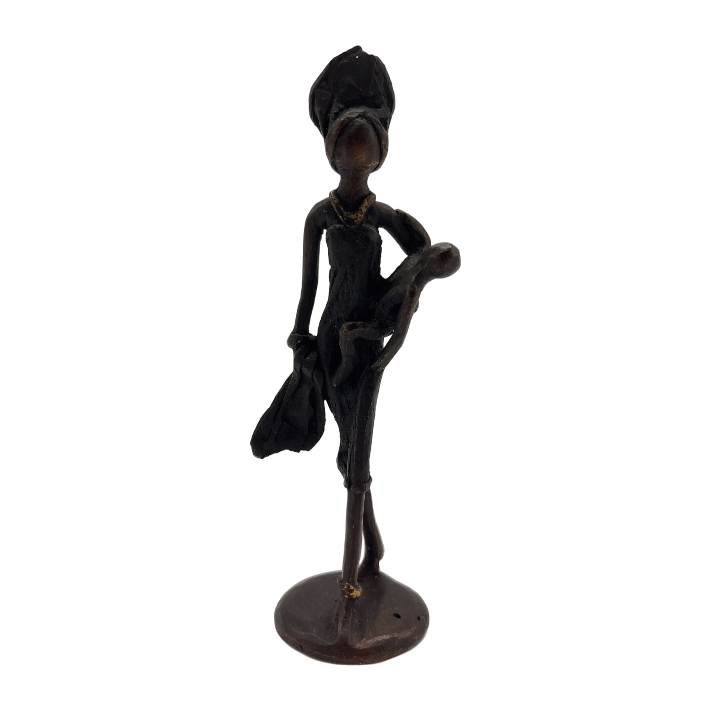 African Black Statue of Mother and Child