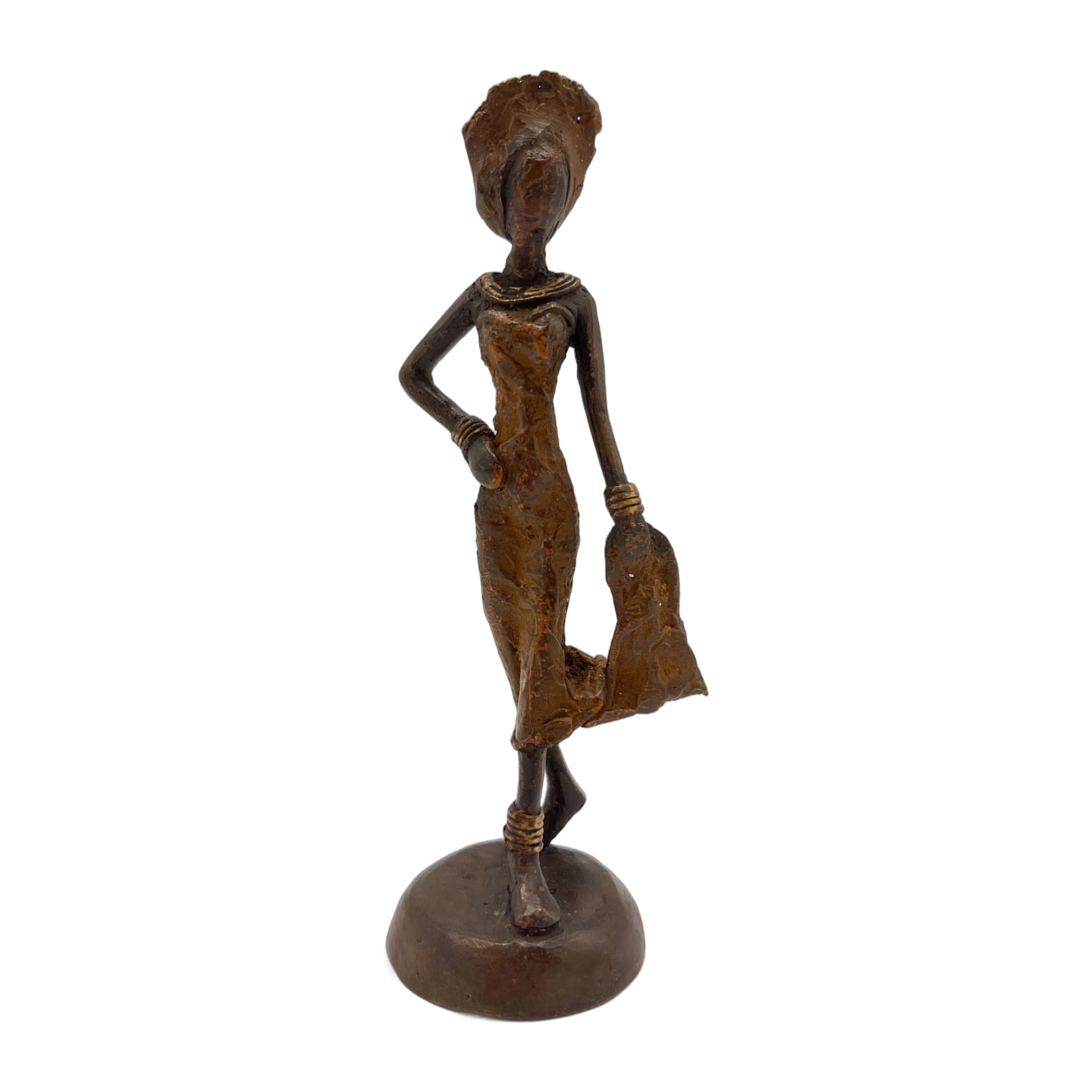 African Bronze Statuette of Lady