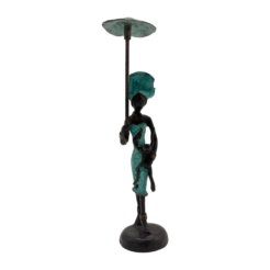 African Turquoise Statue of Lady with Umbrella