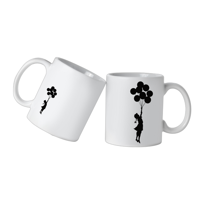 Banksy Ceramic Mug 325ml – Flying Balloons Girl