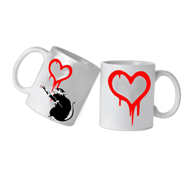 Banksy Ceramic Mug 325ml – Love rat