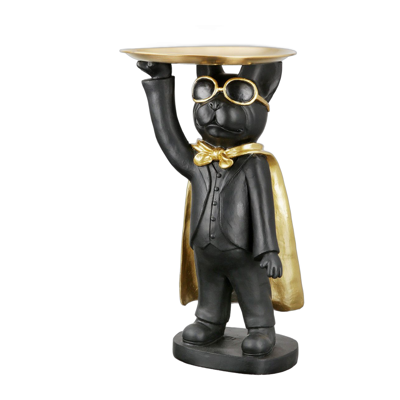 Black Dog Figurine “Hero Dog” with bowl
