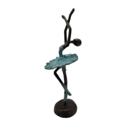 Bronze ballerina statue – artistic female figure with turquoise details (25 cm)