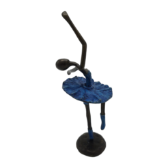 Bronze ballerina statue – female figure in dance pose with blue patina (25 cm)