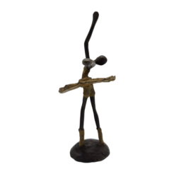 Bronze ballerina statue – female figure in dance pose with ochre patina (20 cm)
