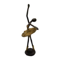 Bronze ballerina statue – female figure in dance pose with ochre-yellow patina (25 cm)
