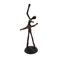 Bronze ballerina statue – female figure in dance pose with reddish-brown patina (20 cm)