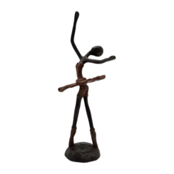 Bronze ballerina statue – female figure in dance pose with reddish-brown patina (25 cm)