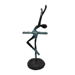 Bronze ballerina statue – female figure in dance pose with turquoise patina (20 cm)