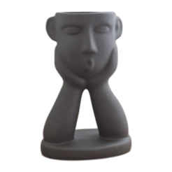 Ceramic Vase with Face (Black)