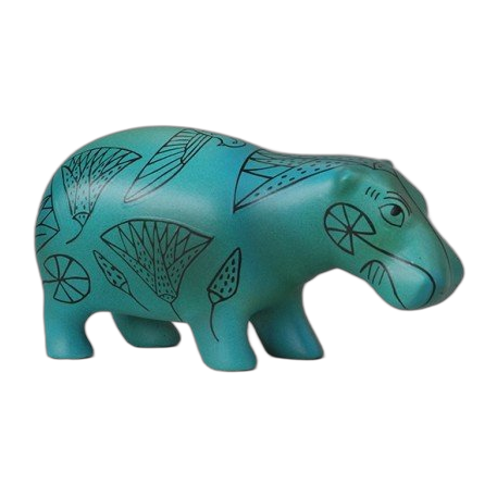 Faience Hippo Miniature