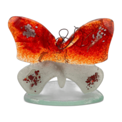 GaDecoGlass - Glass Butterfly – White and Red