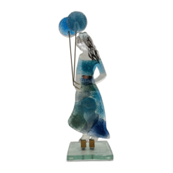 GaDecoGlass - Glass Girl with Balloon – Fire Blue