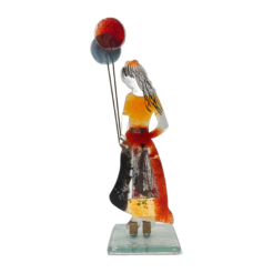 GaDecoGlass - Glass Girl with Balloon – Red and Black