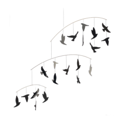 Mobile flock of birds “black sun” (50×40)