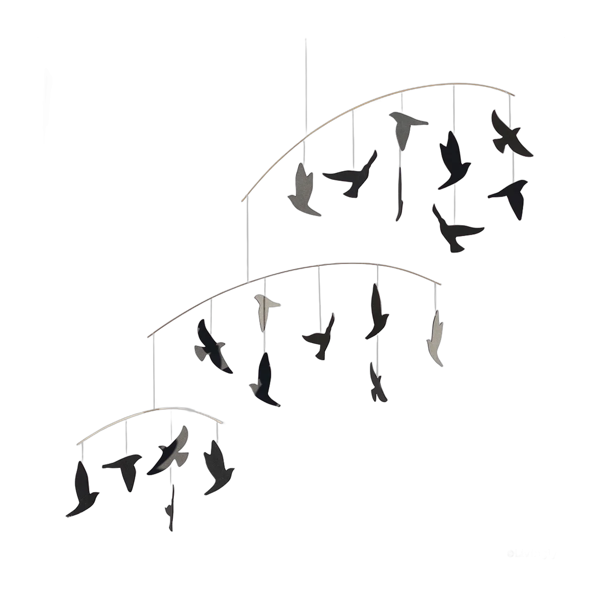 Mobile flock of birds “black sun” (50×40)